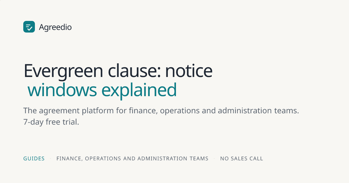 Evergreen clause: notice windows explained | Agreedio